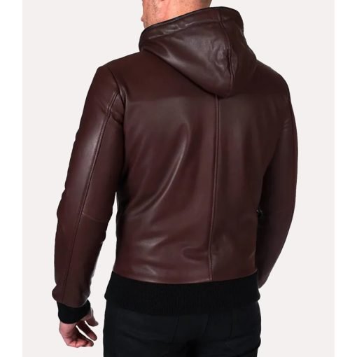 Men's Bomber Hooded Leather Jacket