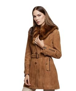 Women’s Real Brown Leather Suede Coat