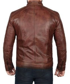 Men Brown Distressed Biker Jacket