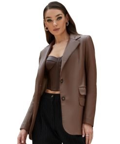 Brown eco-leather jacket