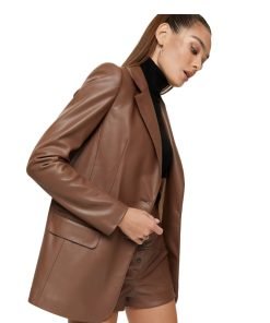 Brown eco-leather jacket