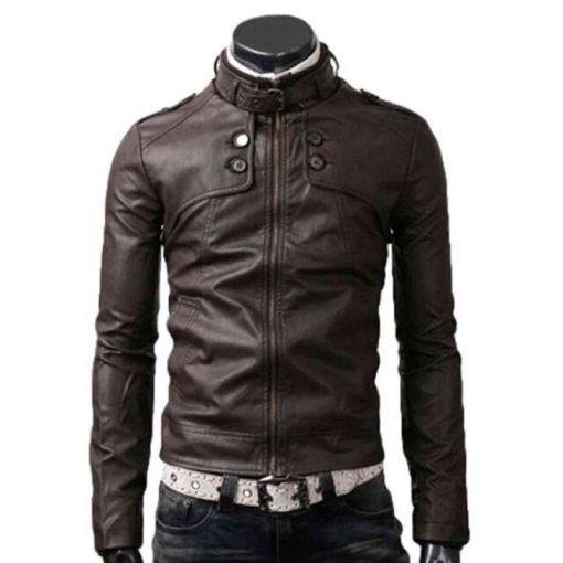 Button Pocket Slim Dark Brown Jacket