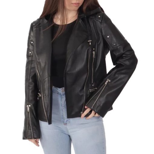 Women's Black Biker Leather Jacket