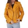 Women's Yellow Biker Leather Jacket