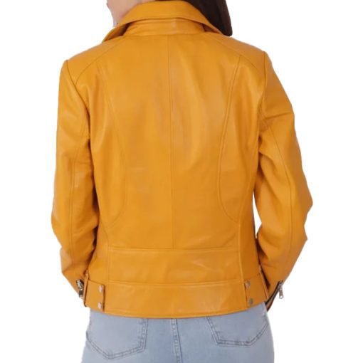 Women's Yellow Biker Leather Jacket