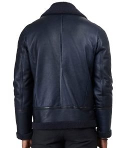 Men’s Blue B-3 Bomber Leather Jacket