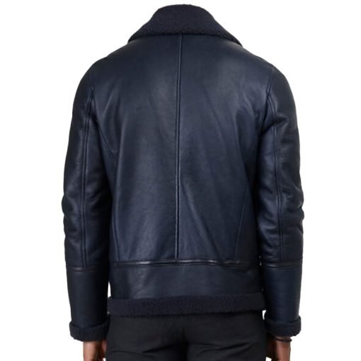 Men’s Blue B-3 Bomber Leather Jacket