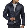 Men’s Blue B-3 Bomber Leather Jacket