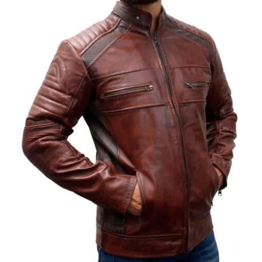 Distressed Cafe Racer Vintage Leather Jacket