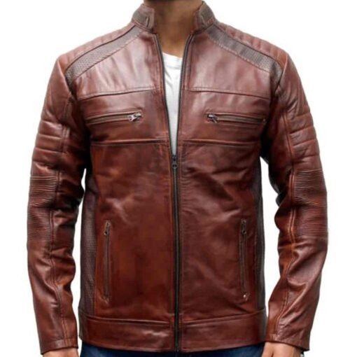 Distressed Cafe Racer Vintage Leather Jacket