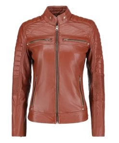 Women’s Brown Biker Leather Jacket