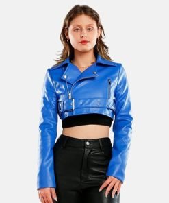 Faux Belted Cropped Leather Jacket