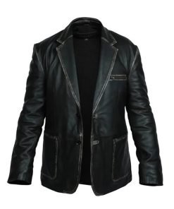 Men's Formal Blazer Button Style Leather Jacket