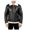 Francis B-3 Black & White Leather Bomber Jacket
