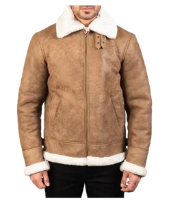 Francis B-3 Distressed Brown Leather Bomber Jacket