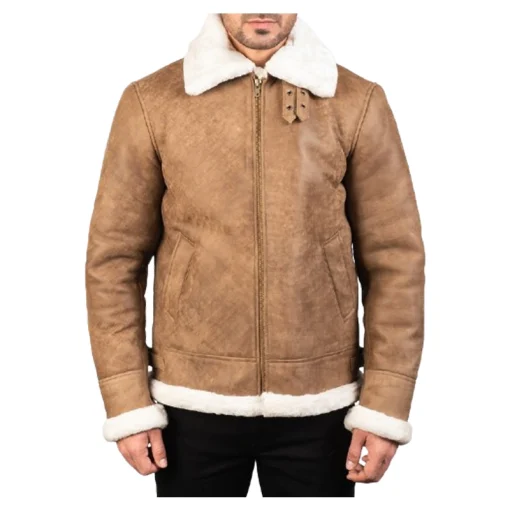 Francis B-3 Distressed Brown Leather Bomber Jacket
