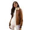 Fur Collar Bomber Leather Jacket