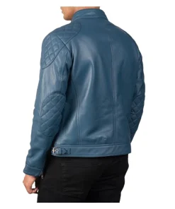 Gatsby Blue Leather Biker Jacket for Men