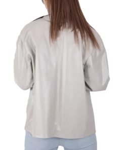 Women's White Leather Biker Jacket