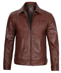 Harrington Premium Brown Leather Jacket