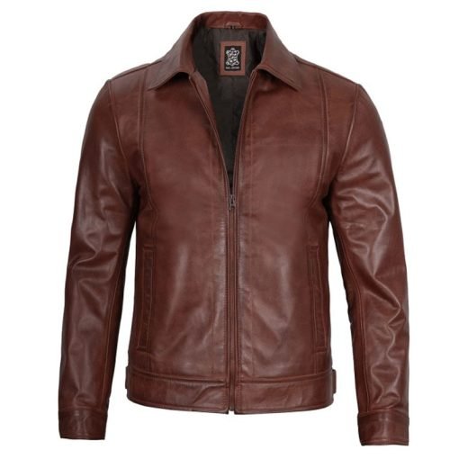 Harrington Premium Brown Leather Jacket