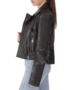 Womens Black Biker Leather Jacket