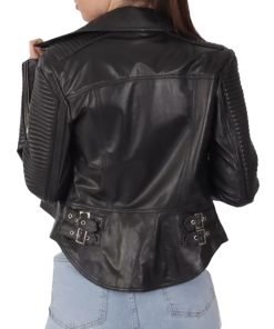 Womens Black Biker Leather Jacket