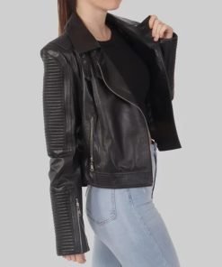 Womens Black Biker Leather Jacket