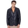 Men’s Real Black Leather Blazer Coat