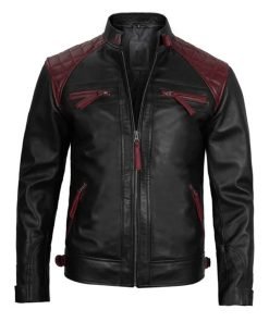 Nivira Black Biker Quilted Leather Jacket