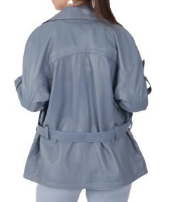 Women's Blue Biker Leather Jacket