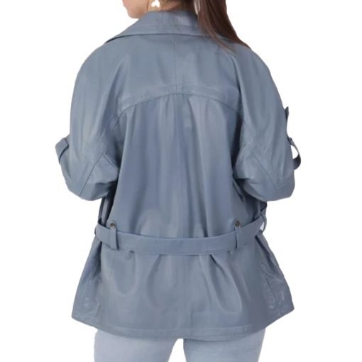 Women's Blue Biker Leather Jacket