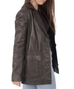 Women's Brown Leather Blazer