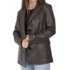 Women's Brown Leather Blazer