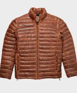 Men Antique Brown Puffer Quilted Jacket