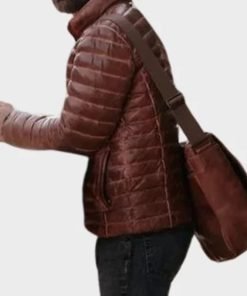 Men Antique Brown Puffer Quilted Jacket