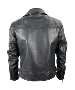 Men Black Leather Harrington Jacket