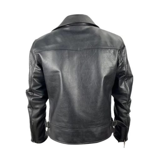 Men Black Leather Harrington Jacket