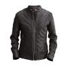 Mens Black Leather Quilted Jacket