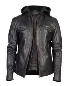 Men Black Leather Racing Jacket