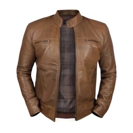 Men Camel Dodge Biker Jacket