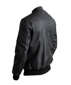 Casual Black Leather Bomber Jacket