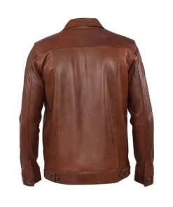 Cyrus Brown Leather Racer Jacket