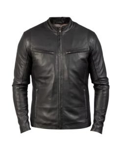 Men Ionic Quilted Leather Biker Jacket