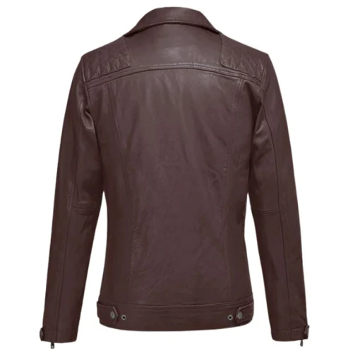 Men Ironwood Burgundy Biker Leather Jacket