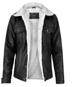 Men Leather Sherpa Jacket