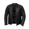 Men Quilted Biker Black Jacket