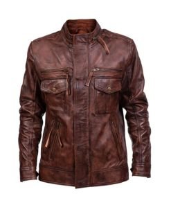 Men Vintage Biker Leather Jacket