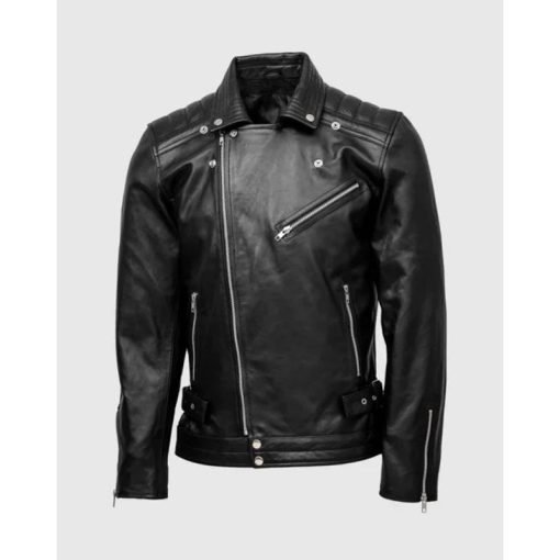 Mens Quilted Biker Leather Jacket