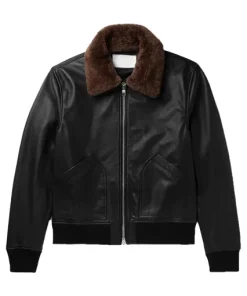 Mens-Black-Bomber-Shearling-Leather-Jacket